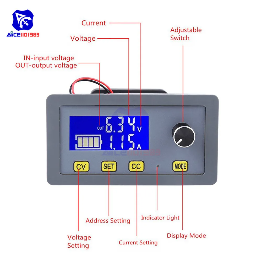 Diymore lcd цифровой DC-DC 6-32 В до 0-32 В 5A понижающий преобразователь модуль питания с вентилятором Регулируемый регулятор напряжения