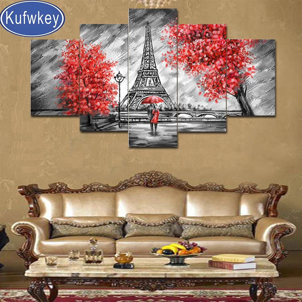 Алмазная 5d картина сделай сам романтическая вышивка влюбленных Парижа 5 шт.