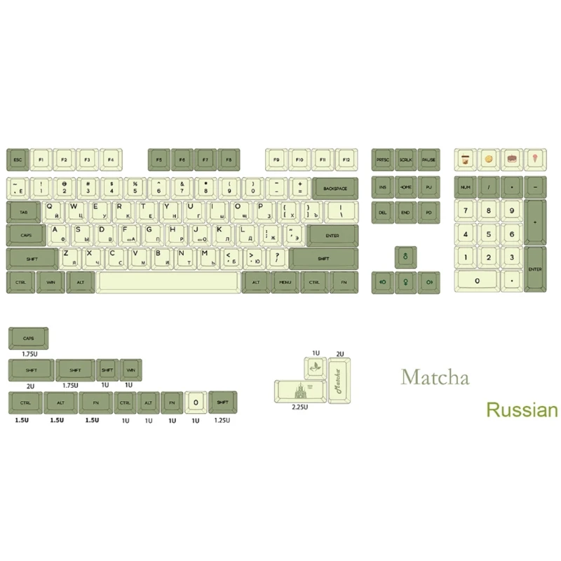 

K1KF XDA V2 matcha green tea Dye Sub Keycap Set thick PBT for keyboard gh60 poker 87 tkl 104 ansi xd64 bm60 xd68 xd84 xd96