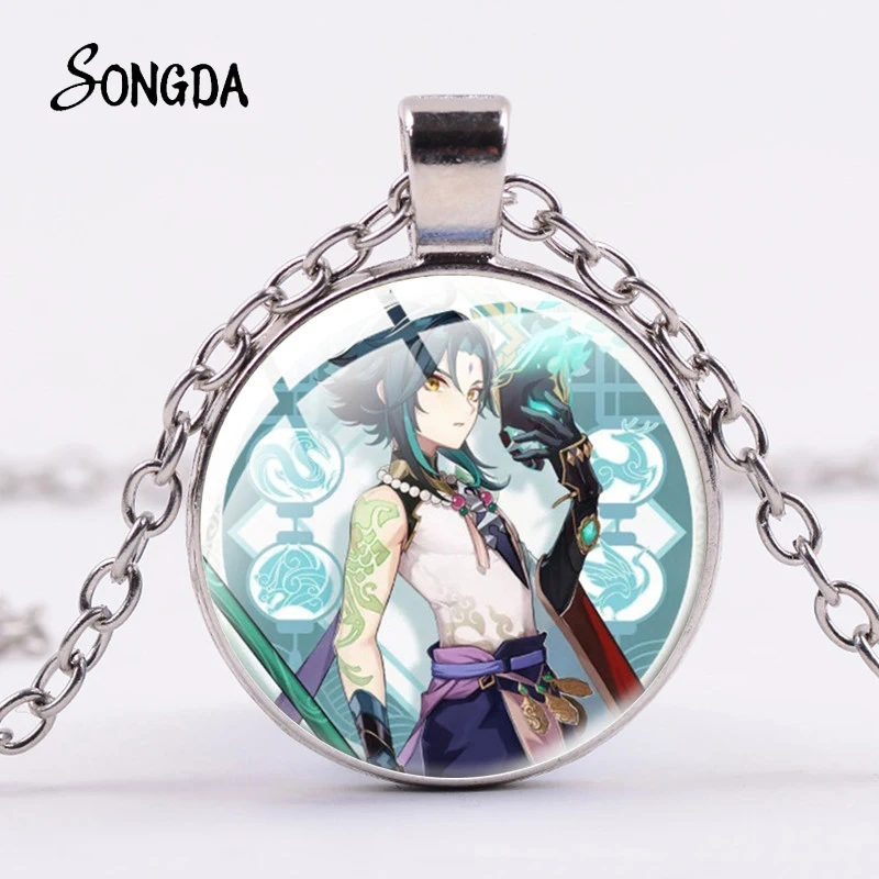 Японский мультфильм аниме Genshin ударопрочный кулон ожерелье стеклянный