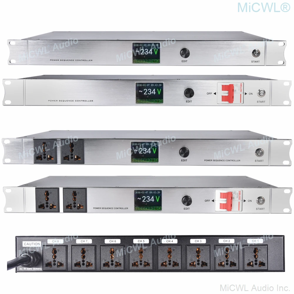 MiCWL 10 Выход стойку ЖК дисплей Мощность регулятор последовательности 30A 6000 Вт