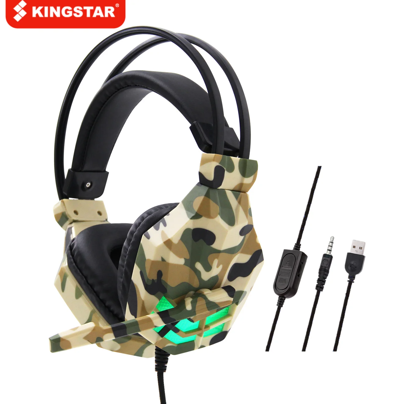 

Over Ear Earphones Wired Camouflage Headphone Game for Computer PS4 Game Luminous Headset with Microphone