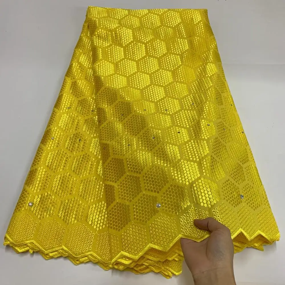 

5yards swiss voile lace fabric good quality stones cotton lace fabric for dress new fashion style SHIS11028