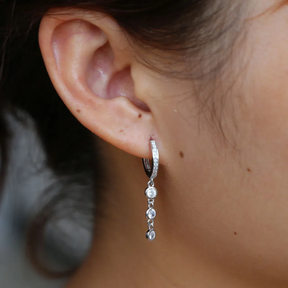 Женские длинные висячие серьги с фианитами 3 шт. модные свадебные украшения из 100%