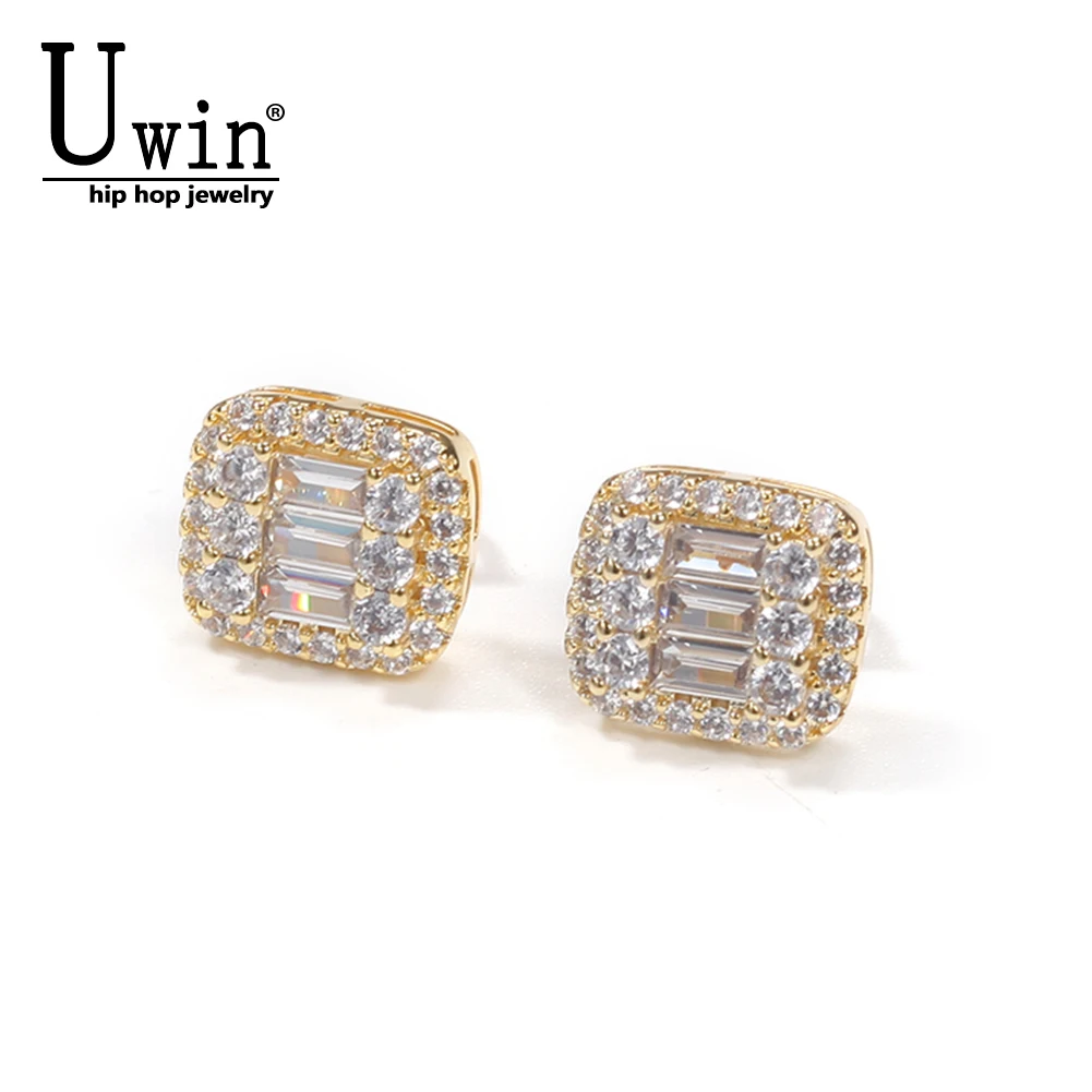 

Uwin Baguette Earrings 8x10mm Micro Paved Cubic Zircon Earings Fashion Jewelry Gift