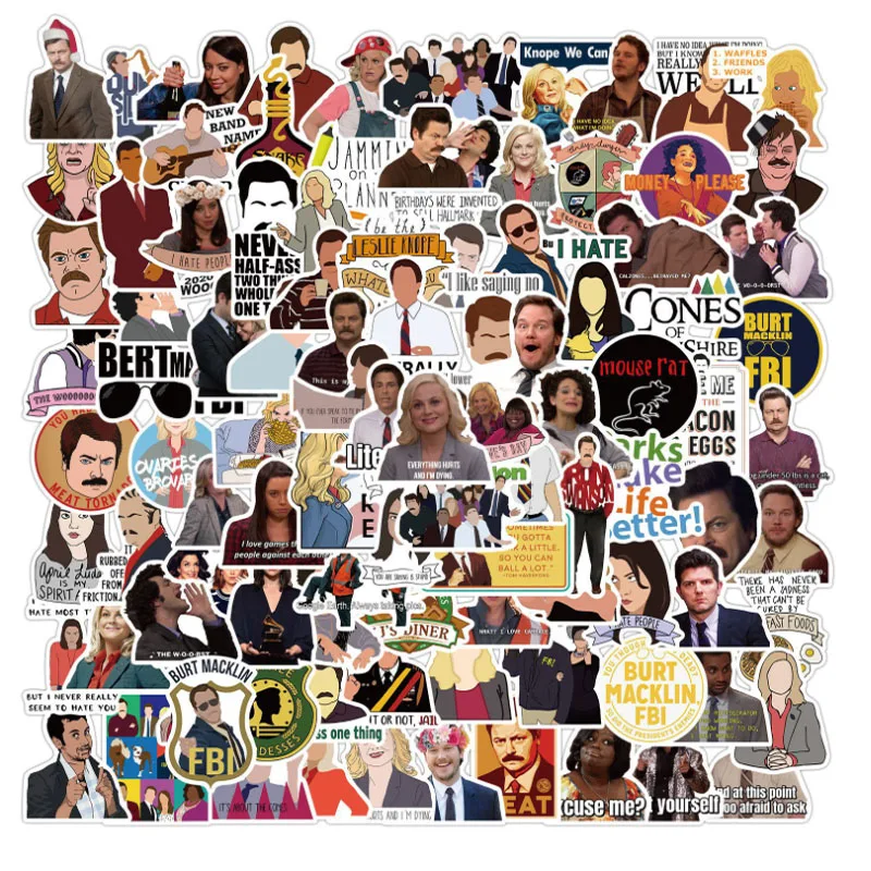 10/30/50/100Pcs  American Drama Parks and Recreation   For Snowboard Laptop Luggage Fridge Car- Styling Vinyl Decal Home Decor