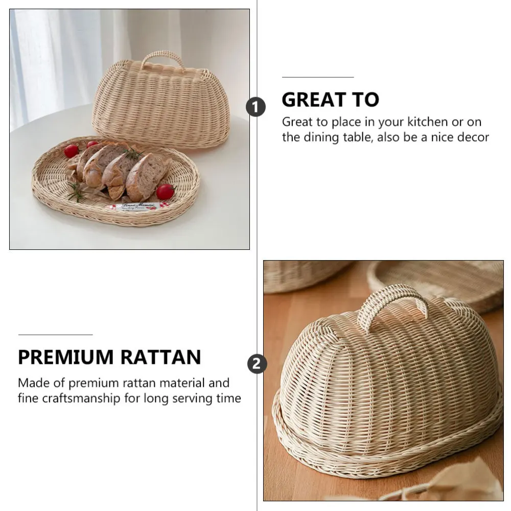 

1 Set of Fruit Storage Tray Food Cover Kitchen Protective Cover for Bread Khaki