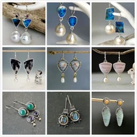 trendy bohemia earrings for womem natural stone artificial agate pearl luxury elegant geometric jewelry accessory