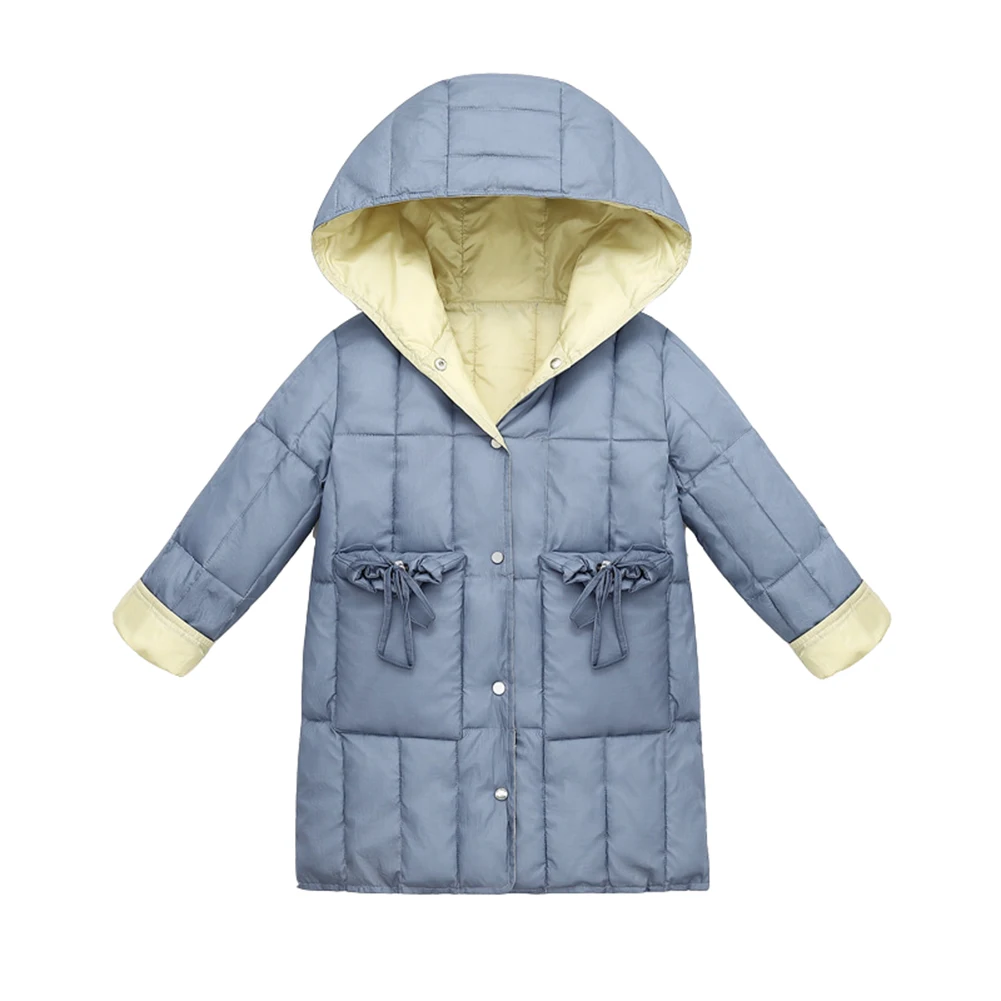 Новинка 2019 года зимнее пальто для девочек парка с карманами цвет розовый бежевый