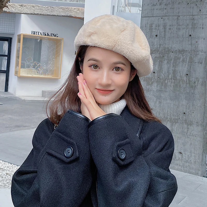 

Новый Зимний Берет Корейская версия плюшевая теплая Модная ретро британская художника шляпа фабричная шляпа оптовая цена женская шляпа