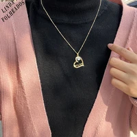 simple design hollow love heart large zirconia for mom fashion necklace gold plated inlaid with colored zircon jewelry gift