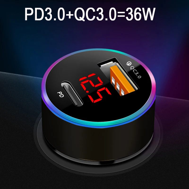 Зарядное устройство USB для телефона 6 А со светодиодным дисплеем автомобильное