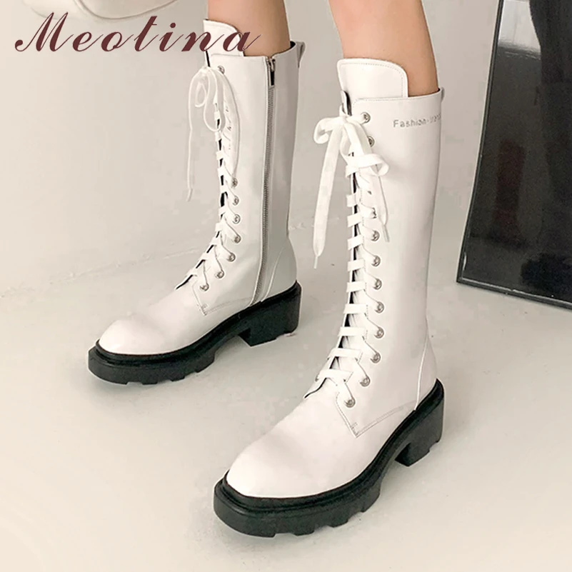 

Сапоги женские осенние из натуральной кожи на платформе, на толстом высоком каблуке, на молнии