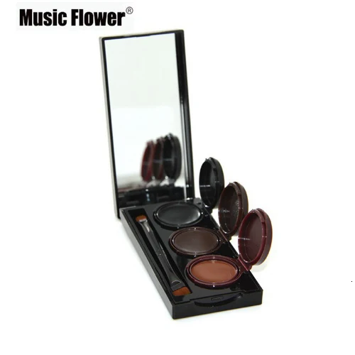 Music Flower Для женщин 3 In1 бровей Палитра с кисточкой и подводка-гель для глаз макияж глаз крем для бровей водостойкий Макияж Косметика