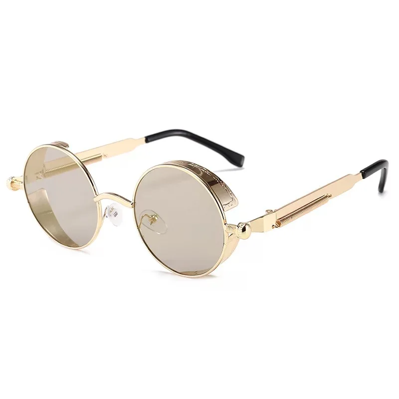 

Classic Gothic Steampunk Sunglasses Luxury Brand Designer High Quality Men and Women Retro Round Metal Frame Sunglasses UV400
