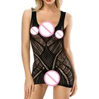 Женское сексуальное нижнее белье, прозрачные сетчатые боди, облегающее сексуальное нижнее белье, платье, женское черное Сетчатое эротическое нижнее белье # yl