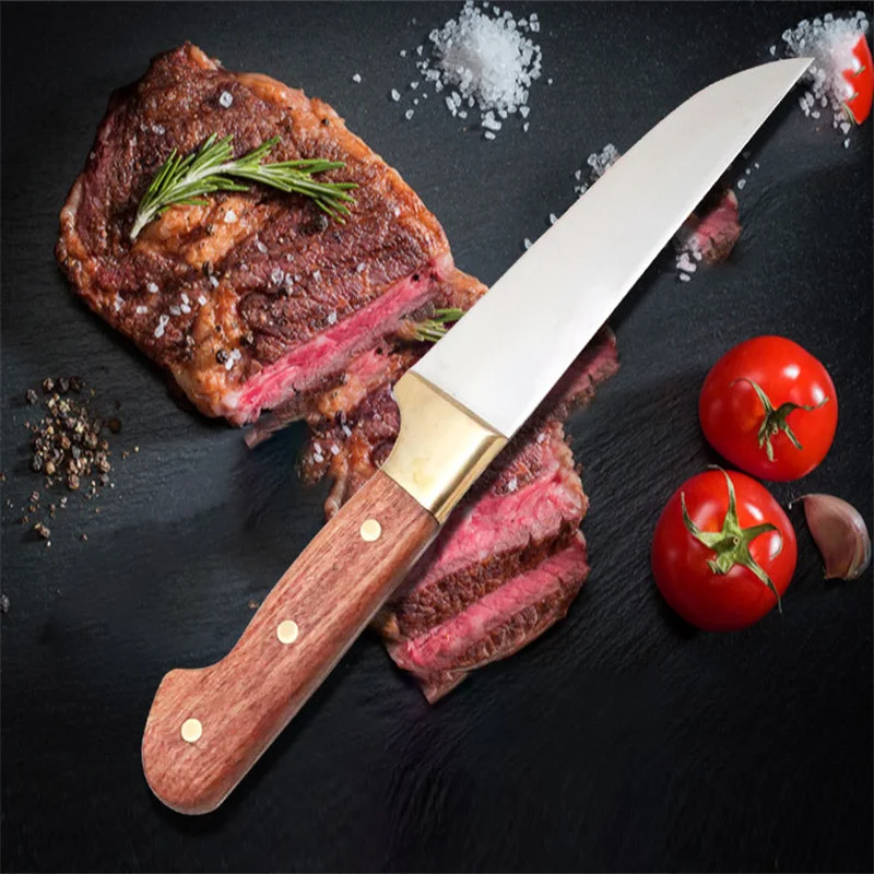 

6-дюймовый Gesmeed Huishoudelijke kokmet Houten handндс Staal Sashimi Vlees Cleaver 1 шт. Для Кухни