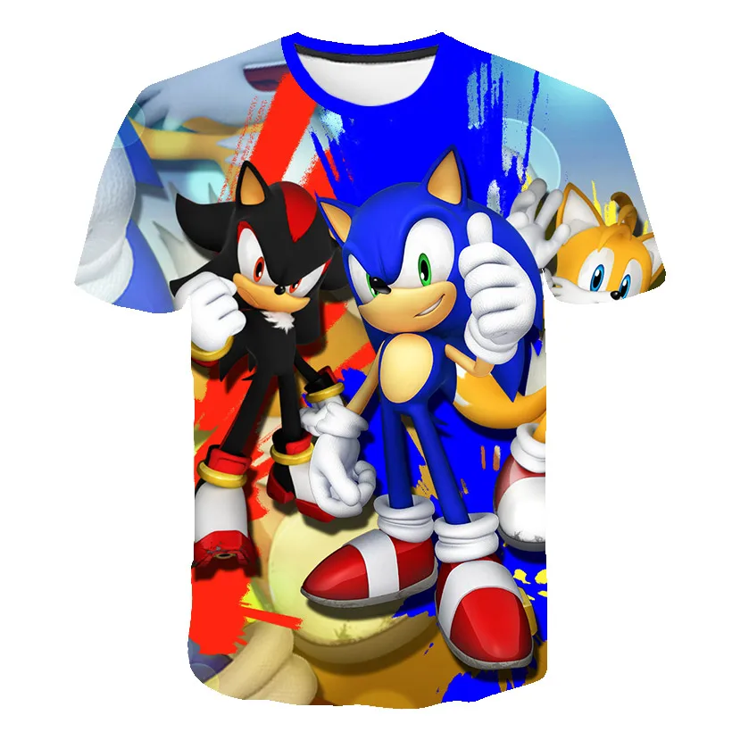 

2021 Summer Sonic Hedgehog Boys TShirt Fashion Print Kids T Shirt For Boy sonic Short Sleeve Baby Girls T Shirt Children Clothes