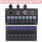 Светодиодная панель переключателя с защитой от перегрузки, 12-24 В, 8 клавиш, 5 В, 3,1 А, панель переключателя с двойным USB-зарядным устройством, вольтметр, набор этикеток