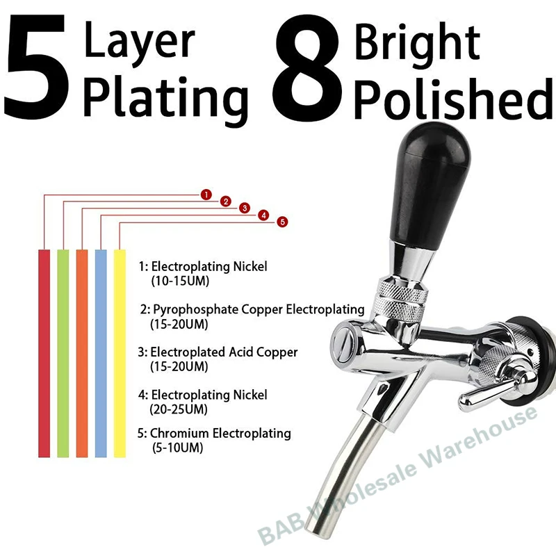 Регулируемый кран для пива 2 в 1 домашнего пивоварения хромированный с