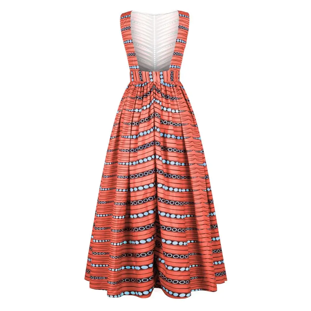 

African new style digital printing autumn women's sexy fashion beautiful back dress dress African ethnic big swing dress
