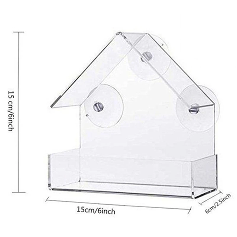 

Bird Feeder Hotel Table Seed Peanut Hanging Suction Alimentador Adsorption House Type Clear Glass Window Viewing Bird Accessorie