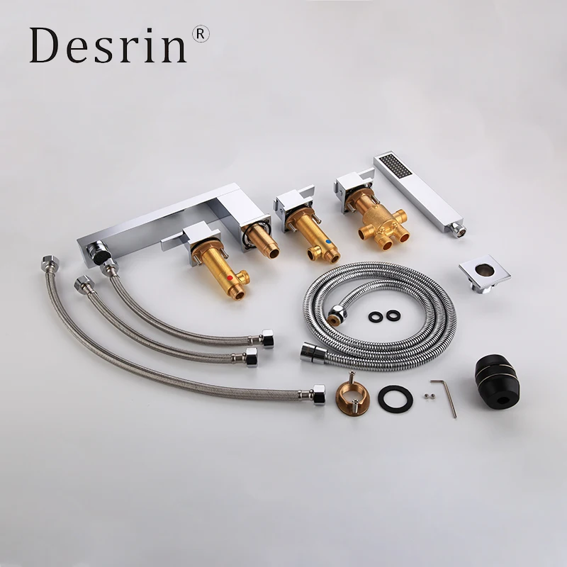 Desrin латунь Сплит ванна кран со стеклянным краем сидя Тип 5 отверстие горячей и