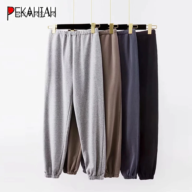 Женские брюки с высокой талией черные серые повседневные шаровары в стиле хип