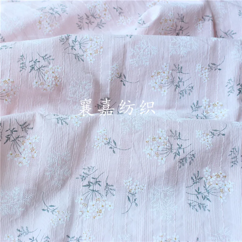 

Cotton White Fabric Classic Vintage Small Crushed Flower Jacquary Fabric