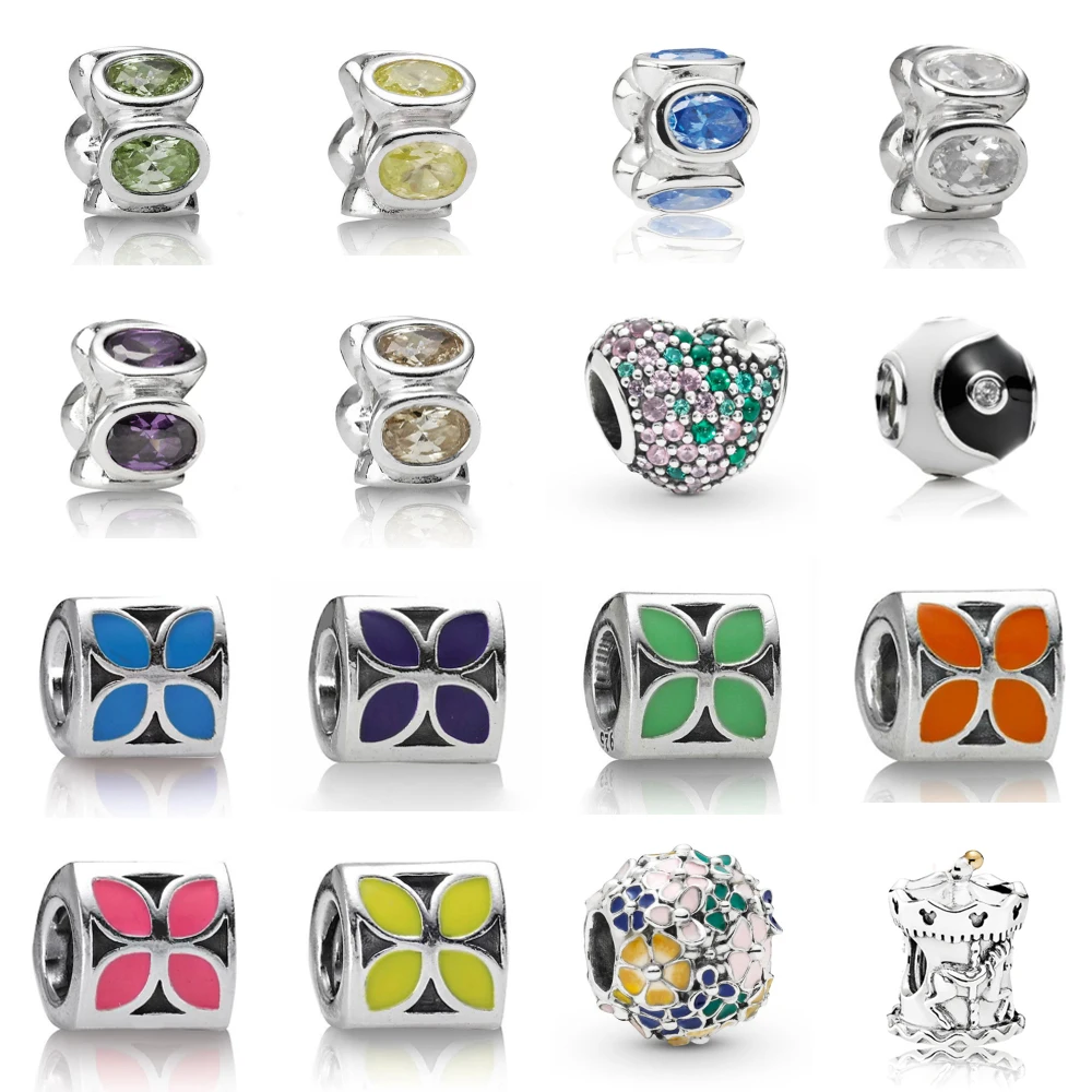 

NEW 2021 100% 925 Sterling Silver Gem Love Charm Pendant Fit DIY Original Bracelet Fshion Jewelry Gift