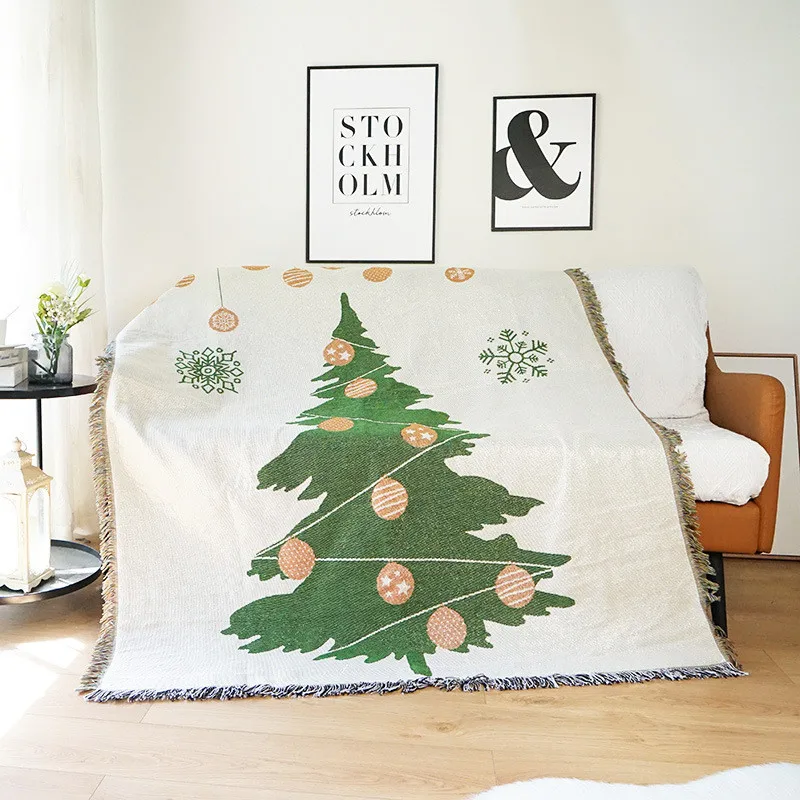 

Merry Christmas Sofa Bed Throw Blanket Casual Couch Chair Sofa Towel Cover Travel Plaids Bedding Tapestry Bedspread on the Bed