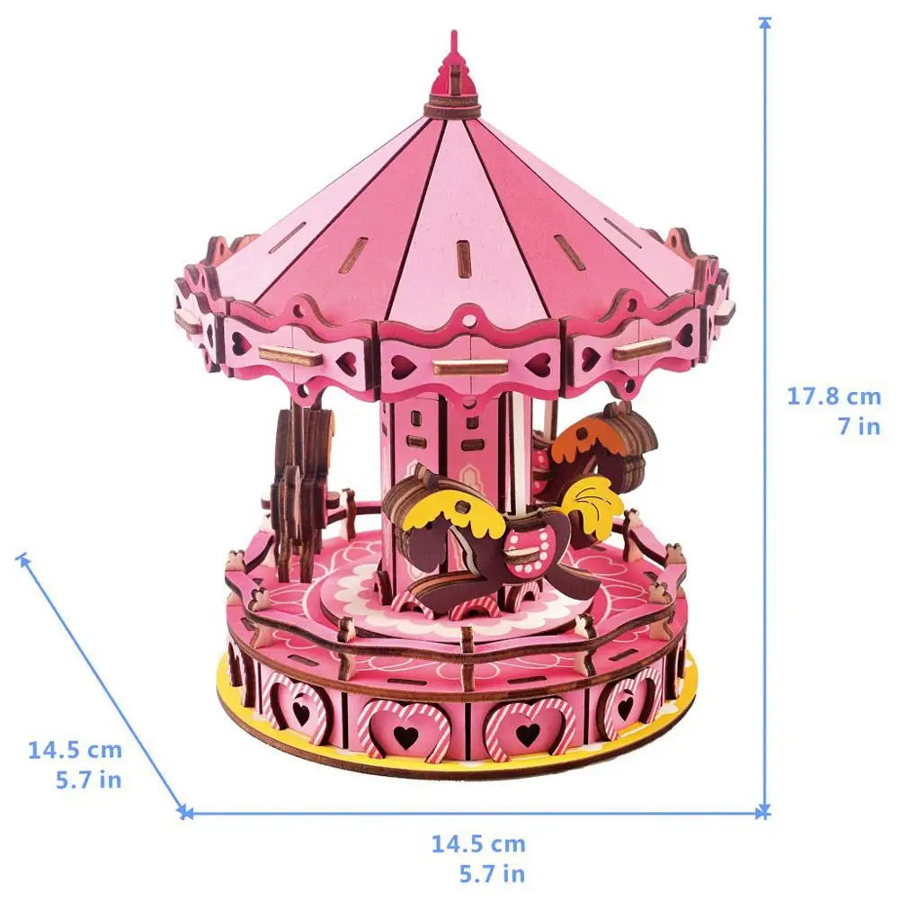 3D деревянная игрушка-головоломка DIY лазерная резка корабль карусель церковная