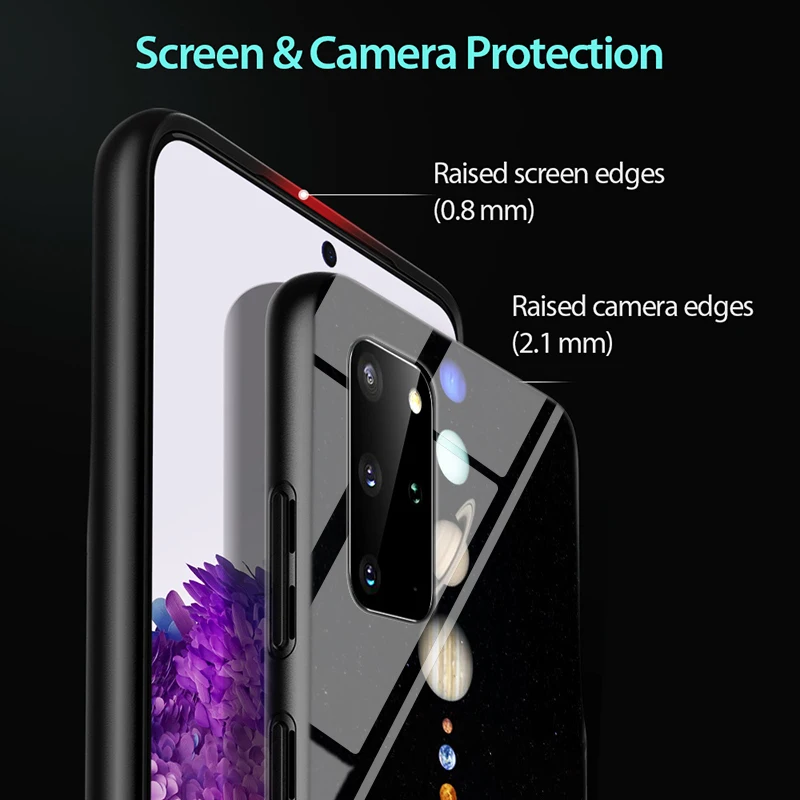

Space Planet Earth Moon for Samsung S20 Ultra Plus A91 A81 A71 A51 UW A41 A42 A31 A21 A21S A11 5G Bright Black Phone Case