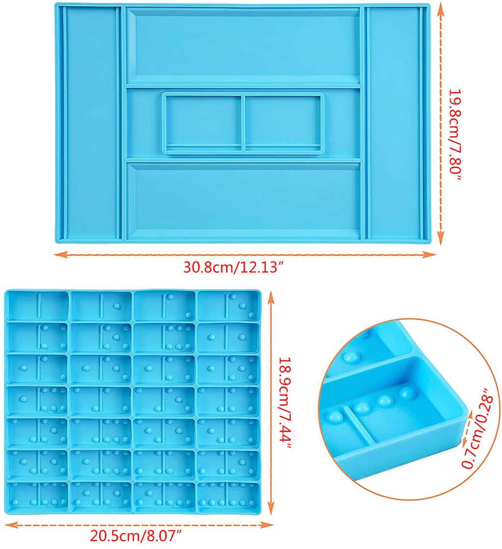 

Epoxy Resin Mold 1 Set Dominoes Storage Box Mold DIY Crafts Domino Game Casting Tool Dot Dominoes Silicone Mould