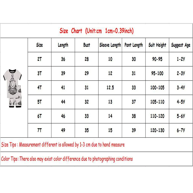 Новый пижамный комплект с рисунком поезда для детей одежда сна короткими