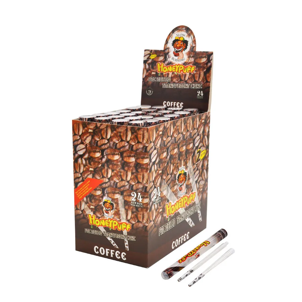

Honey Fruit Flavor 24 Tubes/Box Cigarette Paper Rolling Transperant Cone 78mm Plastic Tobacco Cigarette Maker Thin Tube