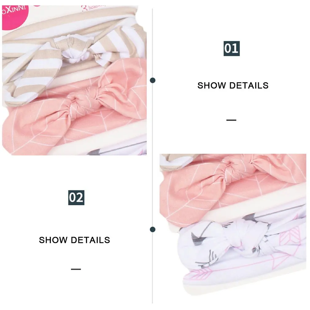 

3pcs/set Fashion Baby Cotton Bow Headband Newborn Soft Bowknot Headwrap Girls Kids Hair Bands Gift Set