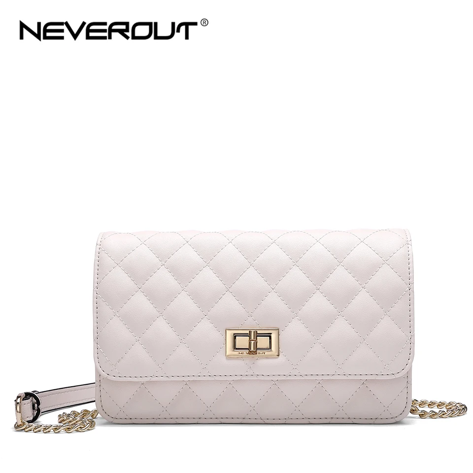 Женская Стеганая сумка NEVEROUT кожаная через плечо с алмазной решеткой|Сумки