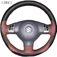 fit for suzuki grand vitara swift sx4 celerio customized hand sewing leather steering wheel cover interior car accessories
