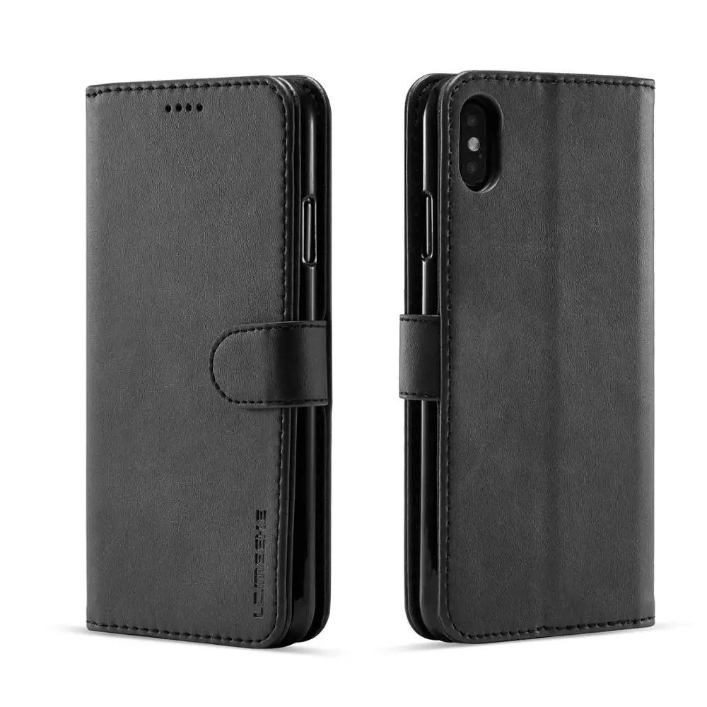 Black Кожаный чехол для iPhone 11 Pro Max 11 Pro 11 простой Гладкий флип-чехол-бумажник для iPhone XS Max XR XS X 7 8 6 6S Plus - Цвет: Black