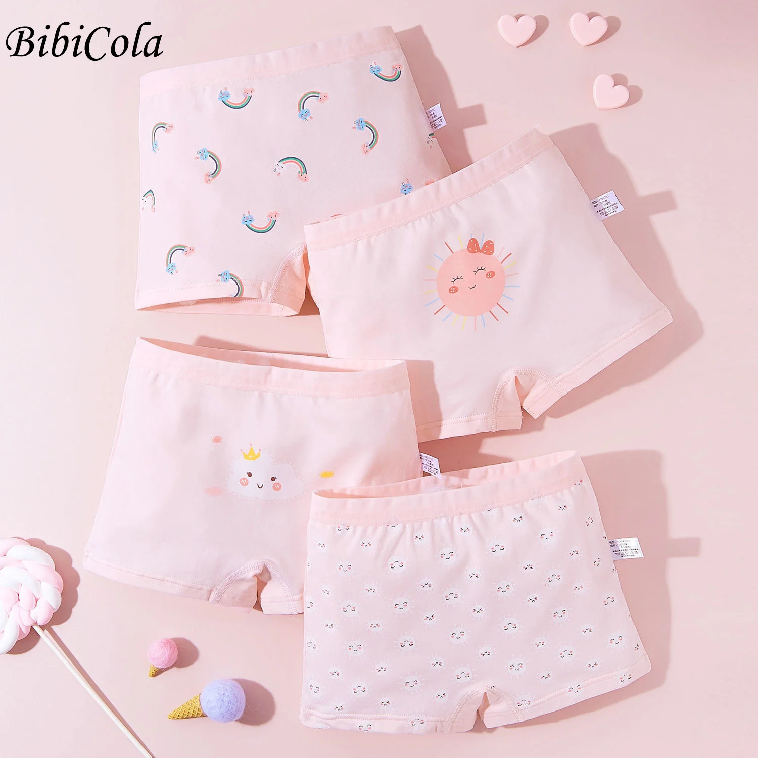 

4 шт./лот, хлопковые трусы-боксеры для девочек, детские трусики, трусы-боксеры для девочек, милые детские трусики, детское нижнее белье для От ...