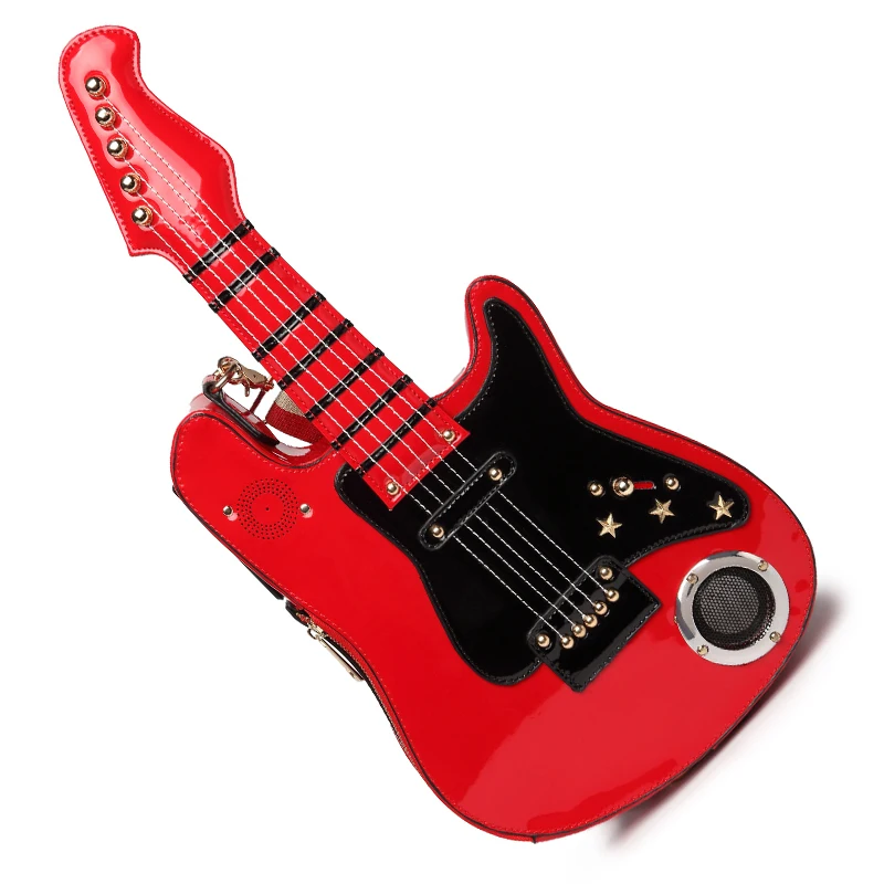 Женская кожаная сумка мессенджер в форме гитары с Bluetooth