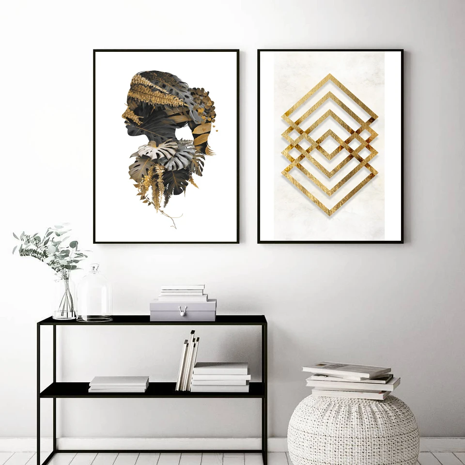 Картина на холсте современный скандинавский настенный постер с золотым принтом