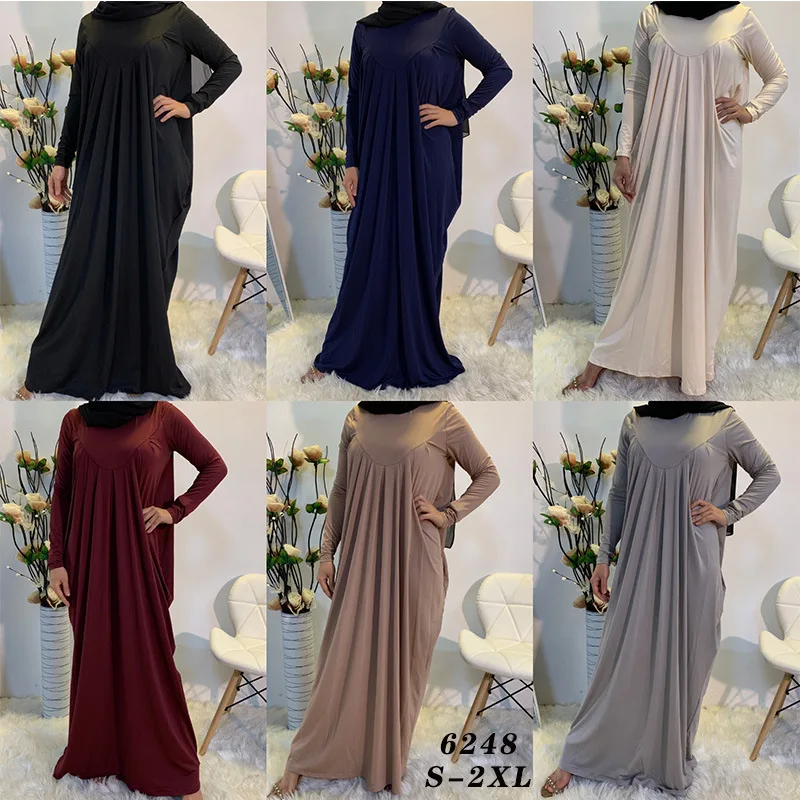 

Donsignet Muslim Dress Ramadan Muslim Women Malaysia Solid Pleated Dress Middle East Eid Duabi Abaya Turkey Robe Muslim Fashion