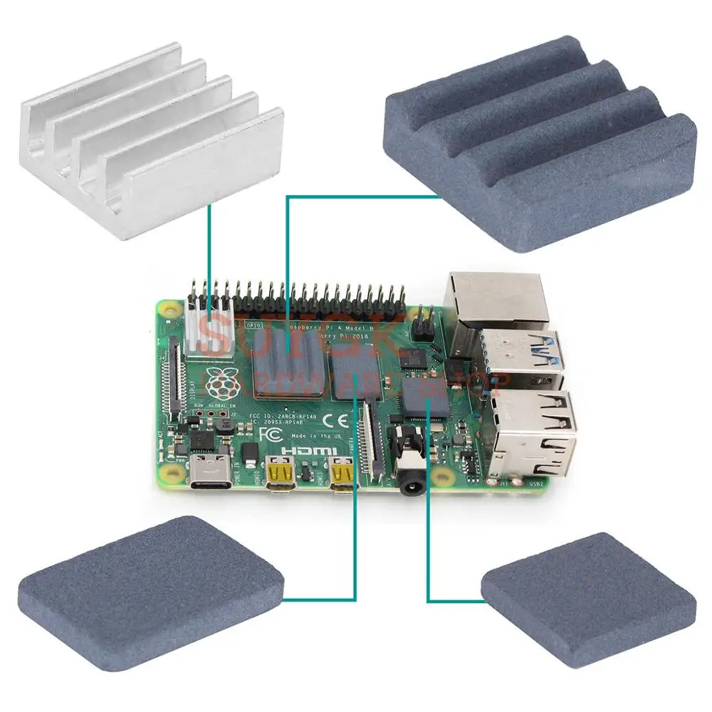 Raspberry PI 4 теплоотвод 4 шт. SIC охлаждающая раковина из карбида кремния керамический радиатор слепой излучающий плавник Raspberry PI 4 Модель B 4B