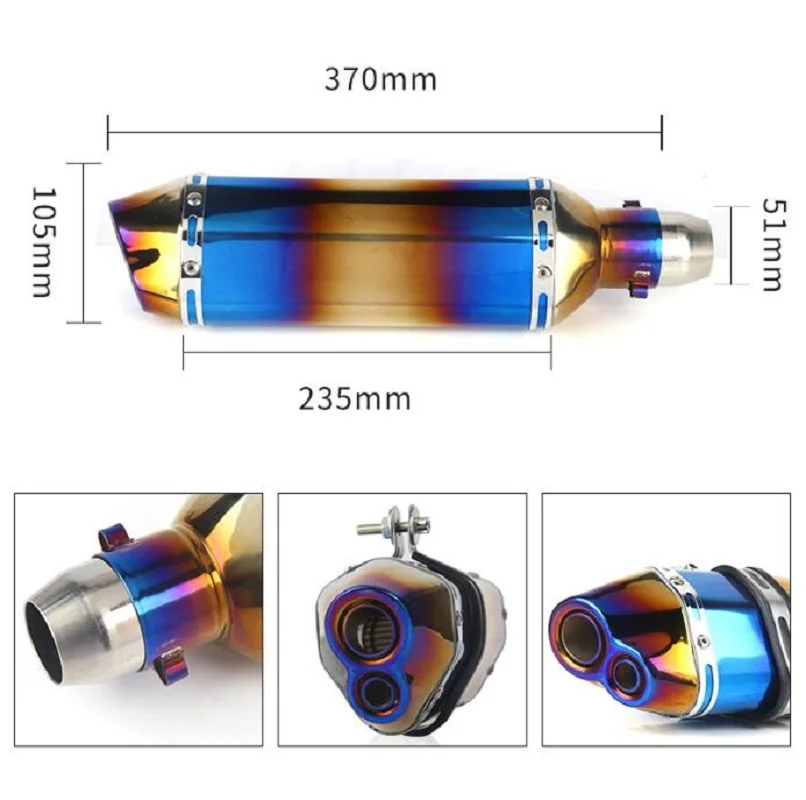 

For HONDA cb 400 cb 500x 600f cbr 1000 Modified Universal 38mm-51mm Double Inlet Motorcycle Exhaust Muffler Pipe Stainless Steel