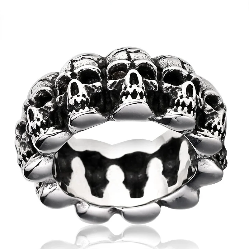 

Megin D Punk Vintage Personality Skull Stainless Steel Rings for Men Women Couple Family Friend Fashion Design Gift Jewelry