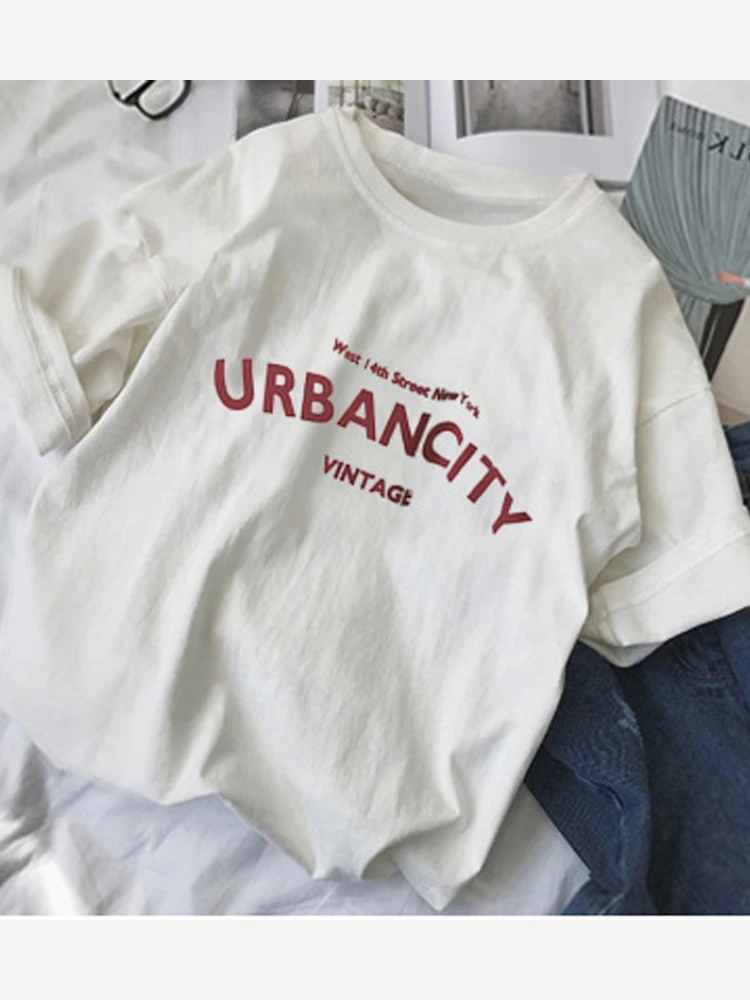 2020 Summer Letter T-Shirt Women Fashion Casual Short Sleeve Bottoming Loose O-Neck Streetwear Korean Pullover Female Top Tshirt | Женская