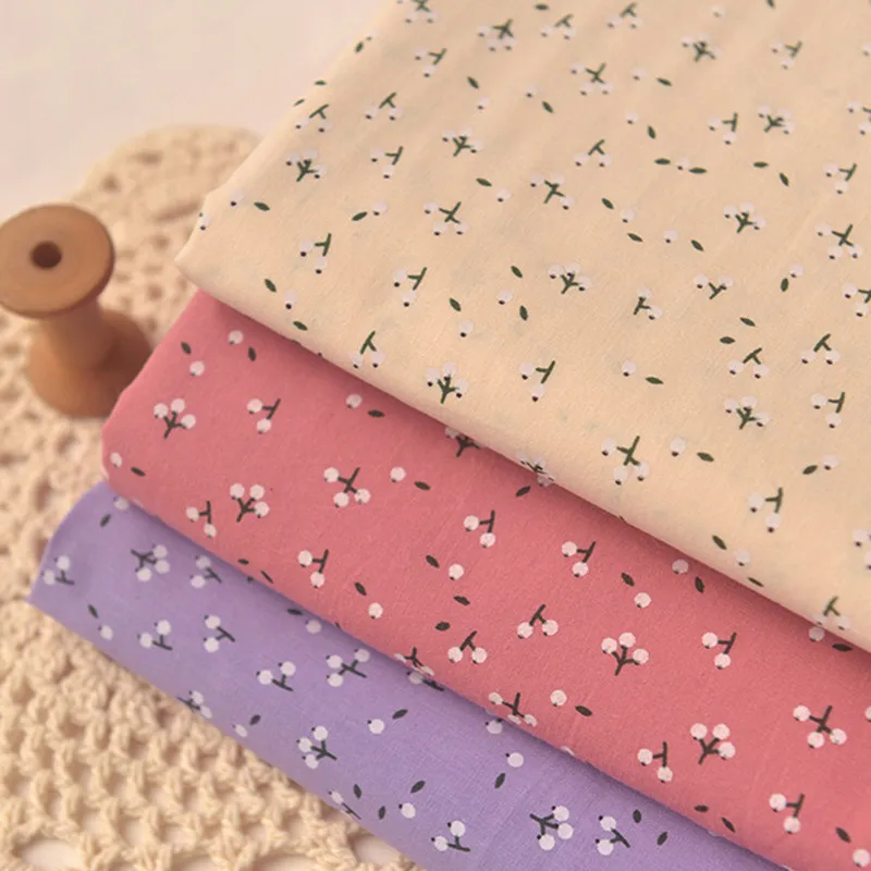 

Half Meter 3 Colors to Choose Garden Flower Print 100% Cotton Fabric For Garment Han Cloth Dress Curtain Table Cloth CR-1092
