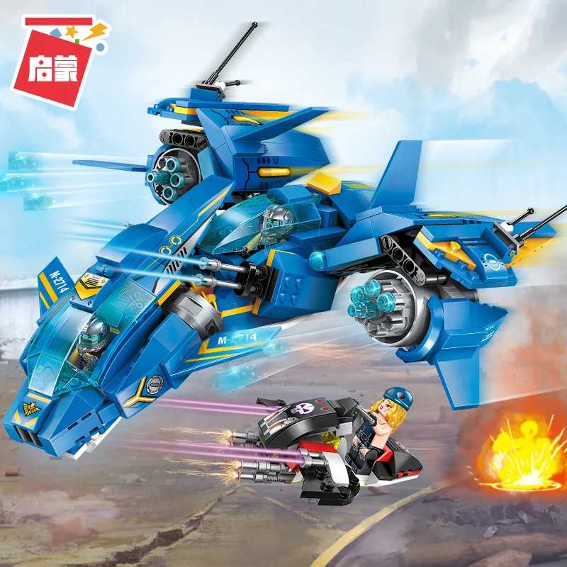 

406PCS Enlightenment 2714 Technology Era Military Series Combat Aircraft Assembled Model Boy Assembled Building Block Toy Gift